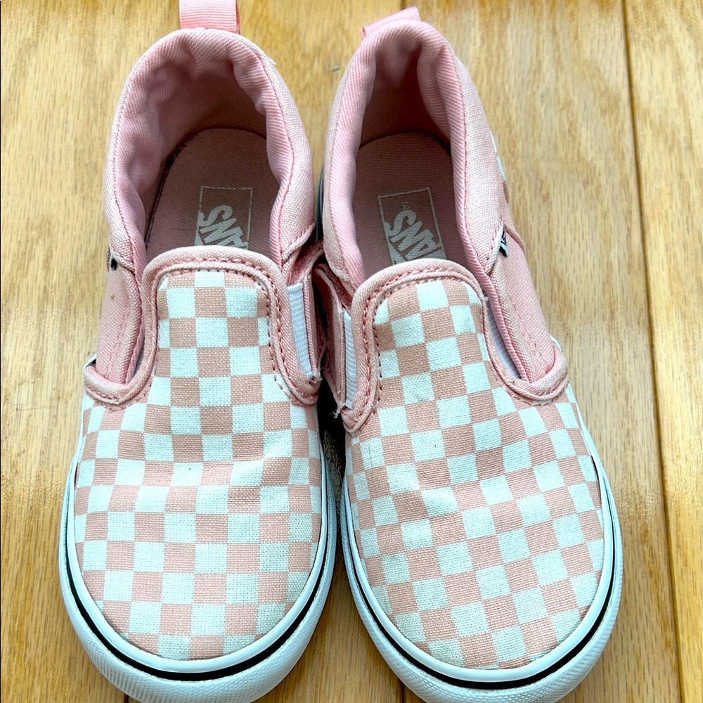Vans Kids Pink and White Checkered Sneakers